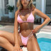 conjunto de dos piezas de bikini de color liso con cordones en el pecho y cuello colgante NSLRS133580