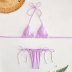 hanging neck wrap chest lace-up solid color bikini two-piece set NSLRS133580
