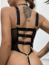 hanging neck sling backless hollow slim solid color see-through one-piece underwear NSRBL133581