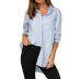 Camisa holgada de manga larga a rayas/color liso con botonadura sencilla-Multicolor NSFH133589