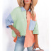 stitching drop-shoulder long-sleeved loose contrast color shirt NSFH133592