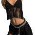 tassel hanging neck backless slim solid color vest and shorts two-piece set NSLHC133634
