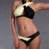 conjunto de dos piezas de bikini a juego de color sin espalda con escote cruzado en el pecho NSLRS133654