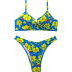 sling high waist lace-up floral/polka dot print bikini two-piece set NSLRS133656