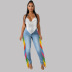 high waist slim color tassel jeans NSWL133659