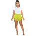 shorts de mezclilla de cintura alta de color liso con borlas delgadas NSWL133661