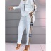 printing long-sleeved slim high waist round neck top and pant two-piece suit NSYF133686