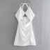 hanging neck backless wrap chest hollow slim solid color dress NSXDX133697