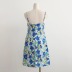 Sling drawstring lace-up high waist slim floral dress NSXDX133704