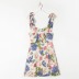 Sling backless slim Lace Up Flower Print Dress NSXDX133706