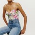 Sling backless Slim lace-up Flower Print vest NSXDX133707