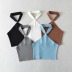 detachable collar hanging neck backless slim solid color vest  NSXDX133709