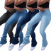 Jeans ajustados casuales de cintura alta de color sólido NSWL133718