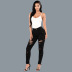 ripped slim high waist solid color jeans NSWL133719