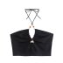 beaded hanging neck backless slim solid color vest NSAM133728