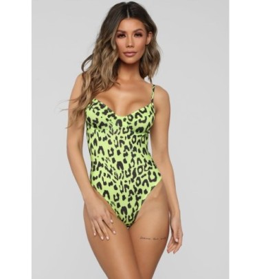 Sling Backless Hollow Leopard Print One-piece Swimsuit NSCSM132788