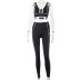 hip-lifting high-elastic sling high waist backless hit color vest and trousers yoga suit NSBDX132909