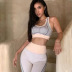 hip-lifting high-elastic sling high waist striped vest and trouser yoga set NSBDX132910