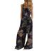 button printed sling backless wide-leg waist jumpsuit-Multicolor NSFH132924