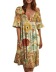print loose round neck mid-sleeve dress-Multicolor NSFH132925