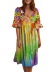 print loose round neck mid-sleeve dress-Multicolor NSFH132925