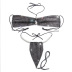 Conjunto de dos piezas de bikini cruzado en el pecho con cintura alta y escote colgante con perlas de estrás-Multicolor NSYML132929