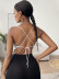 printed cross sling backless low-cut lace-up vest NSJKW132950