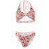 hanging neck backless high waist floral bikini two-piece set NSSWF132956