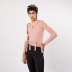 round neck long-sleeved irregular slim solid color see-through tops NSSWF132957