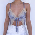 sling backless stitching v neck lace-up solid color lace vest NSSWF132958