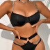 metal sling hogh waist backless solid color underwear three-piece set NSRBL132972