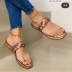 Clipped toe one-word belt square toe flat slippers NSCRX132979