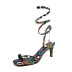 clipped toe Winding square toe snake print high heel sandals NSCRX132983