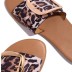 buckle round toe one-word blet flat solid color/leopard print slippers NSCRX132986