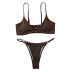 conjunto de dos piezas de bikini de color sólido de cintura alta sin espalda con cabestrillo NSOLY132999