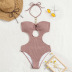 hanging neck backless hollow rings solid color one-piece swimsuit NSOLY133005