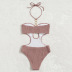traje de baño de una pieza de color sólido con anillos huecos sin espalda y cuello colgante NSOLY133005