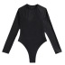 long-sleeved bright diamond backless solid color one-piece swimsuit NSOLY133006