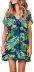 short sleeve v neck ruffle loose flower print dress-Multicolor NSFH133023