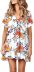 short sleeve v neck ruffle loose flower print dress-Multicolor NSFH133023