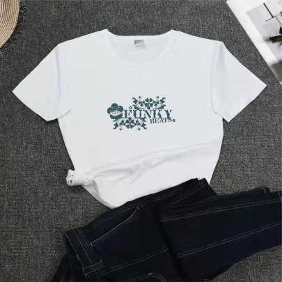 Letter Printing Round Neck Short Sleeve T-shirt NSYIS133007