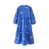 embroidery long sleeve stand collar v neck loose color matching dress NSAM133770