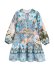 print lace-up round neck long sleeve loose dress NSAM133780