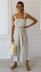 sling backless lace-up Wide Leg Striped Jumpsuit NSJKW133787