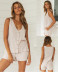 Button solid color V-Neck loose sleeveless high waist Vest and Shorts Suit NSJKW133791