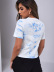 printing round neck short sleeve slim lace-up t-shirt NSJKW133801