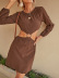 round neck waistless long-sleeved short solid color dress NSJKW133802