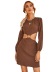 round neck waistless long-sleeved short solid color dress NSJKW133802