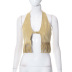 tassel hanging neck backless lace-up slim solid color vest NSCBB133814