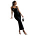 slit waistless Long slim sleeveless letter Printed Dress NSCBB133817